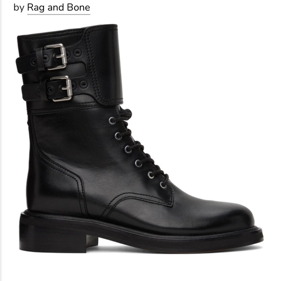 rag & bone Double Buckle Black Combat Boots they are New ! - Picture 1 of 5